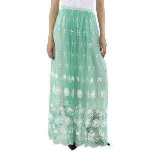 NWT Burberry Tulle Embroidered Floral Maxi Skirt - Size US 8